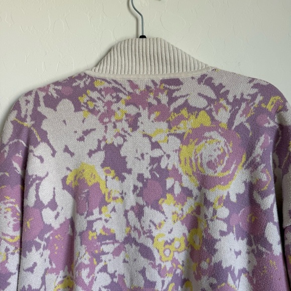 Isaac Mizrahi Live Purple Yellow Spring Floral Tight Knit Long Line Cardigan 1X - Picture 9 of 9